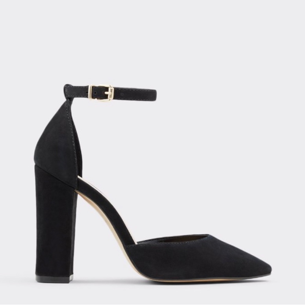 ALDO, black, size 7, heel with adjustable strap